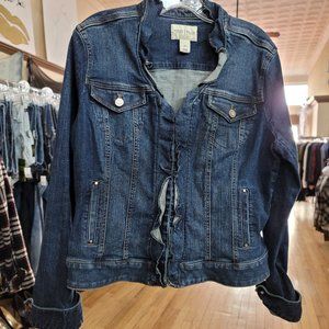WHBM Raw-edge Denim Jacket w/Clasp Closure